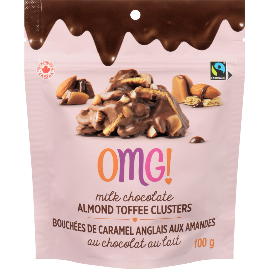 OMG! Milk Chocolate Almond Toffee Clusters, 100g/3.5 oz