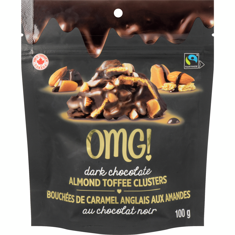OMG! Dark Chocolate Almond Toffee Clusters, 100g/3.5 oz