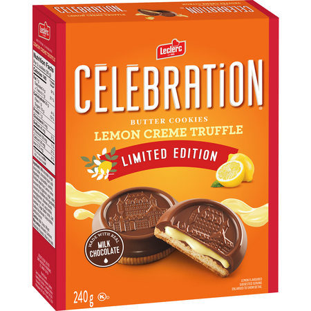 Leclerc Celebration Lemon Creme Truffle Cookies, 240g/8.5 oz. Box {Imported from Canada}