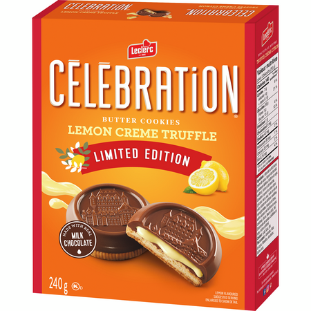 Leclerc Celebration Lemon Creme Truffle Cookies, 240g/8.5 oz. Box {Imported from Canada}