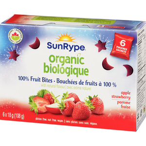 SunRype Organic 100% Fruit Bites, Apple Strawberry Flavor, 6 x 18g ...