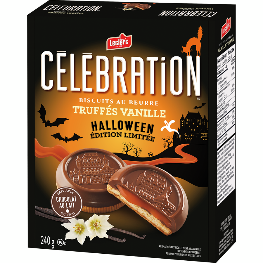 Leclerc Celebration Halloween Vanilla Truffle Butter Cookies, 240g/8.4 oz. Box {Imported from Canada}