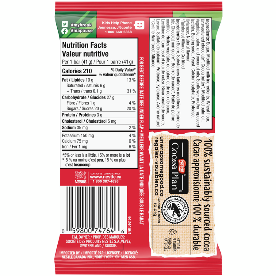 Nestle KitKat Milk Chocolate Hazelnut Wafer Bar, 41g/1.4 oz. Bar {Imported from Canada}