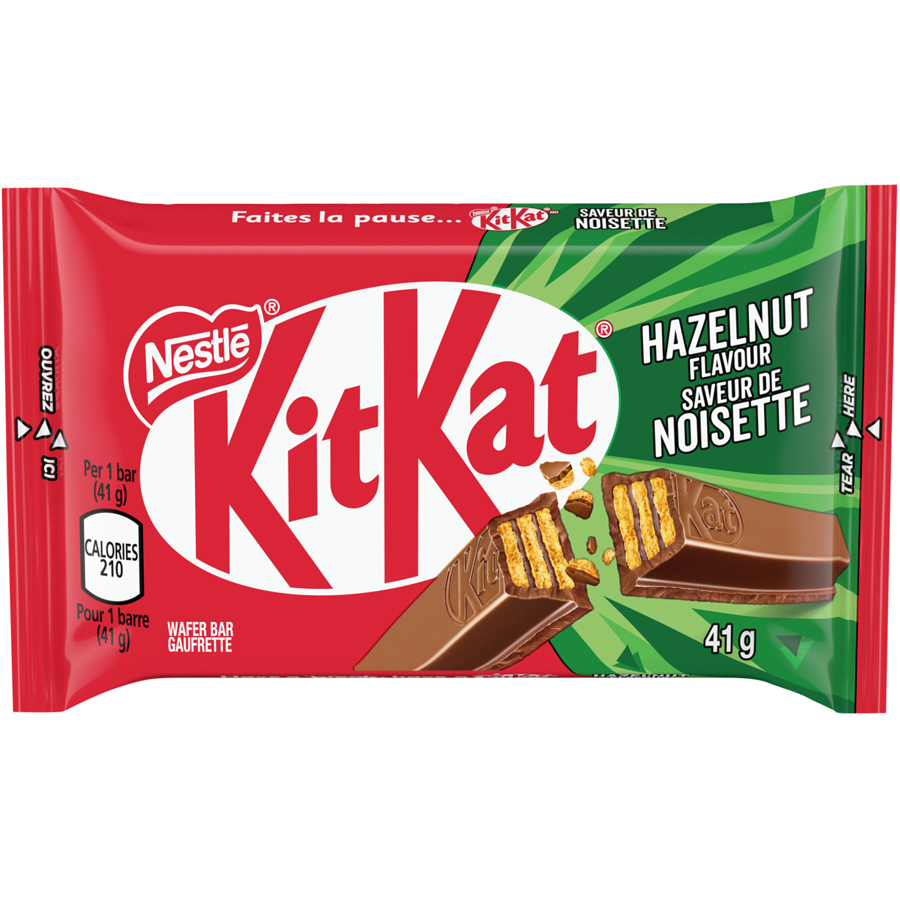 Nestle KitKat Milk Chocolate Hazelnut Wafer Bar, 41g/1.4 oz. Bar {Imported from Canada}