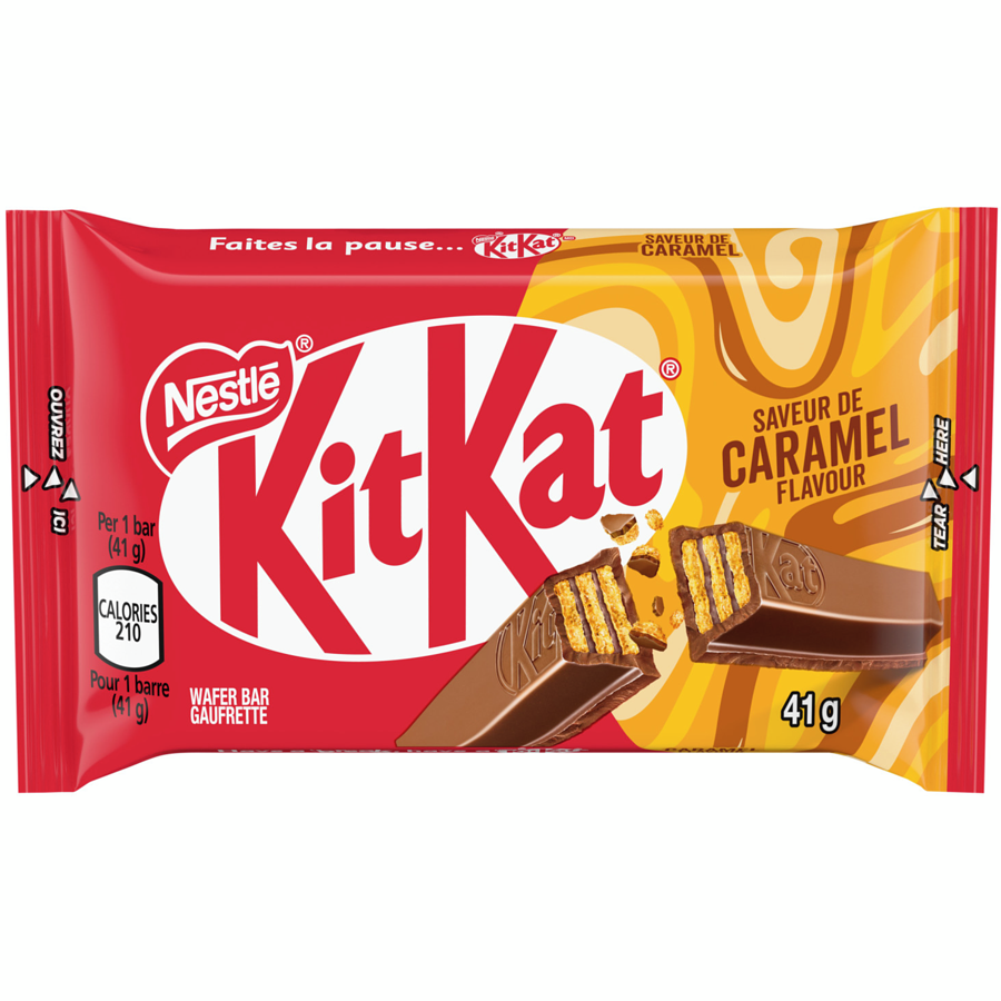 Nestle KitKat Milk Chocolate Caramel Wafer Bar, 41g/1.4 oz. Bar {Imported from Canada}