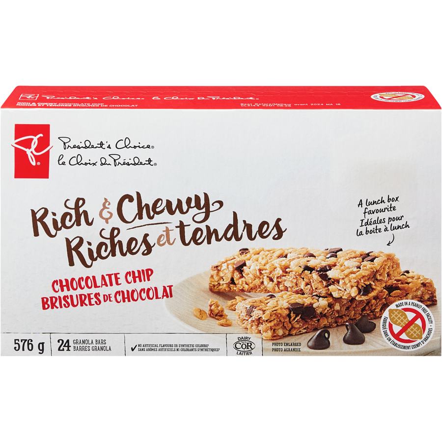 President's Choice Rich & Chewy Chocolate Chip Granola Bars, 24 count, 576g/20.0 oz