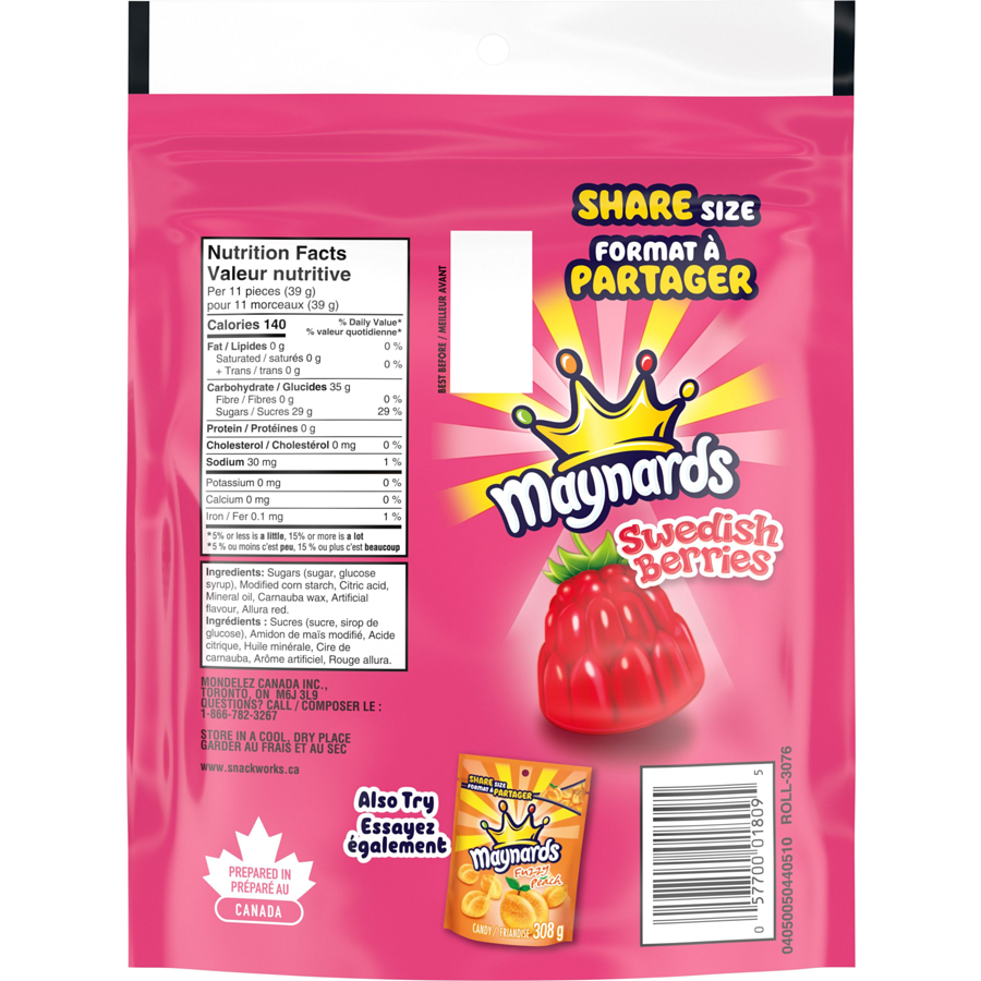 Maynards Swedish Berries, Share Size, 315g/11 oz. Bag