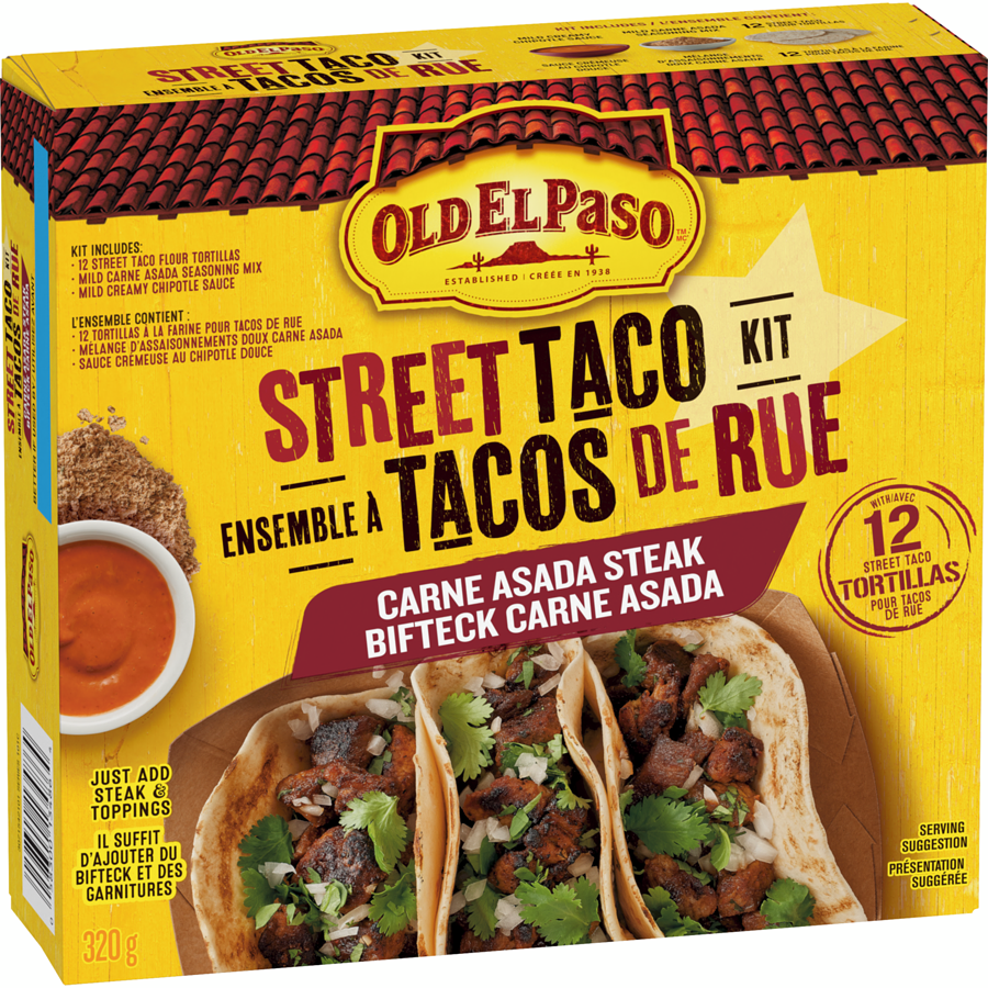 Old El Paso Street Taco Kit, Carne Asada Steak, Makes 12 Tacos, 320g/11.2 oz. Box {Imported from Canada}