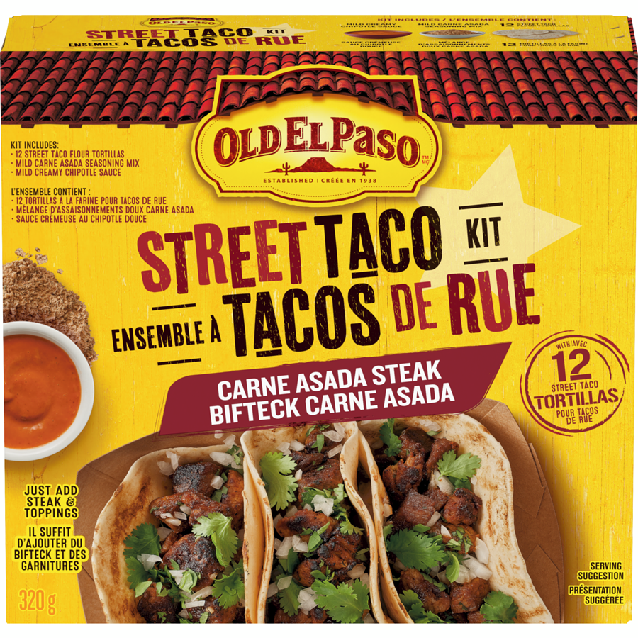 Old El Paso Street Taco Kit, Carne Asada Steak, Makes 12 Tacos, 320g/11.2 oz. Box {Imported from Canada}