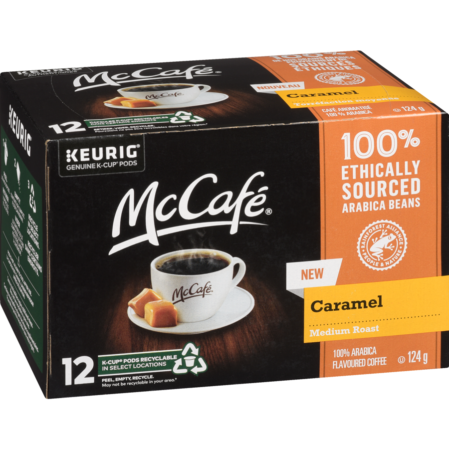 McCafe Medium Roast Caramel Flavored Coffee, 12 K-cups, 124g/4 oz. Box