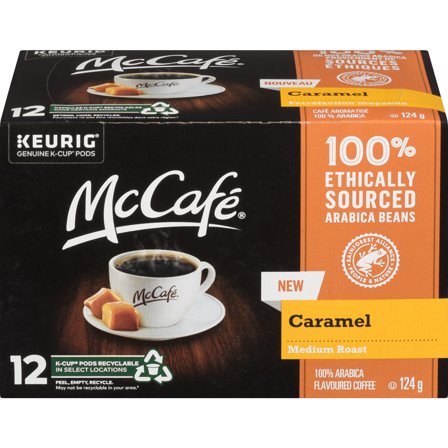 McCafe Medium Roast Caramel Flavored Coffee, 12 K-cups, 124g/4 oz. Box