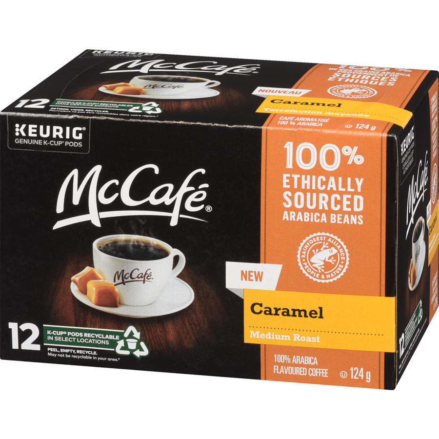 McCafe Medium Roast Caramel Flavored Coffee, 12 K-cups, 124g/4 oz. Box