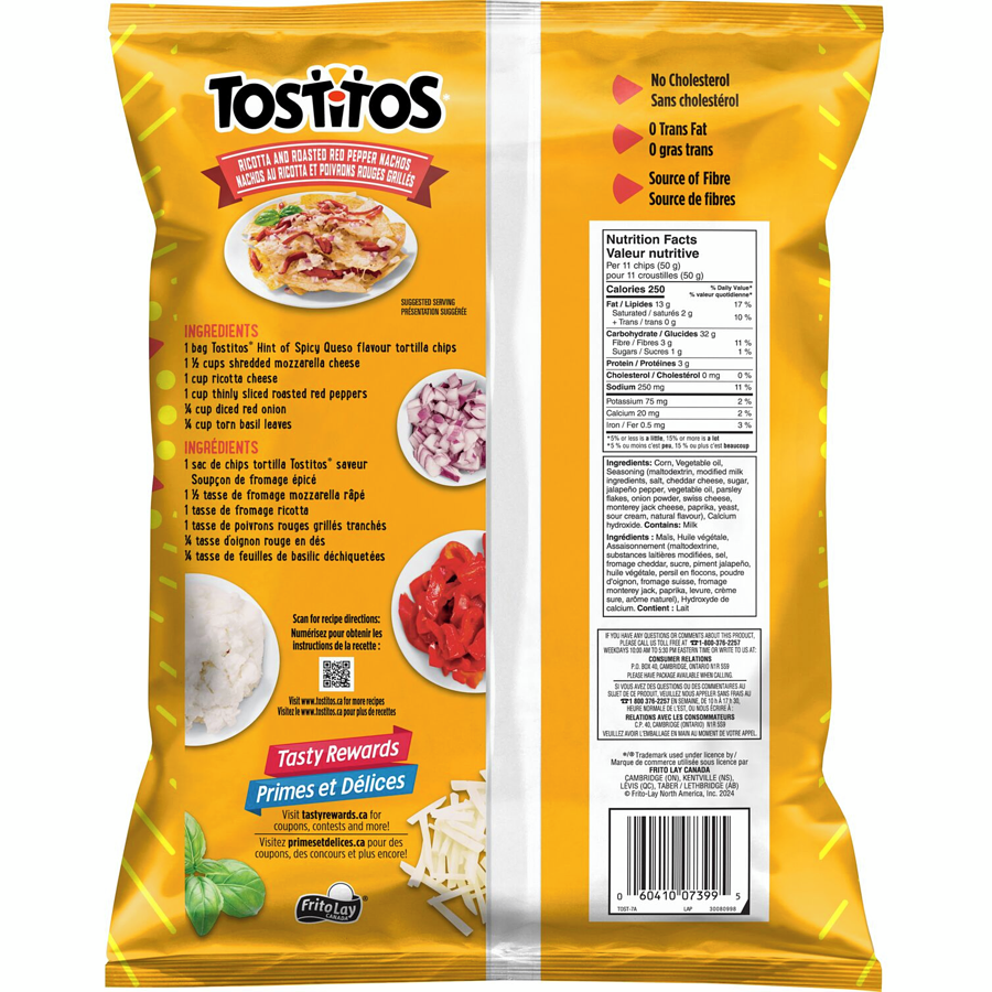 Tostitos Hint of Spicy Queso Flavor Tortilla Chips 245g/8.6 oz