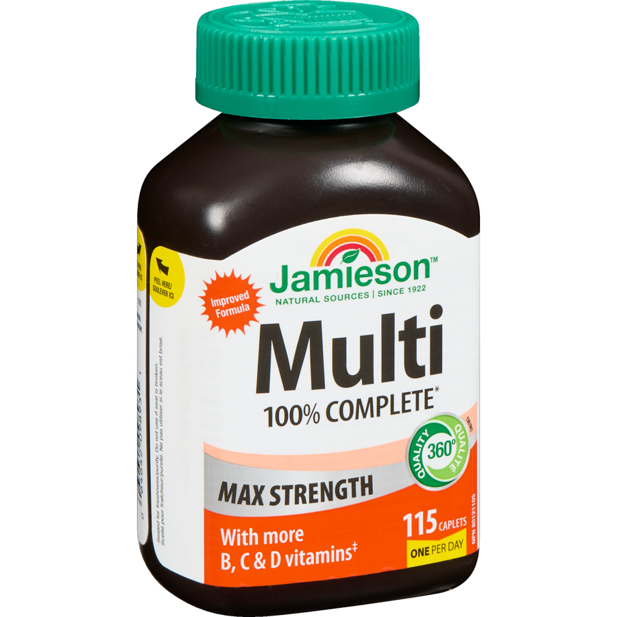 Jamieson 100% Complete Multivitamin Max Strength Formula, 115 caplets