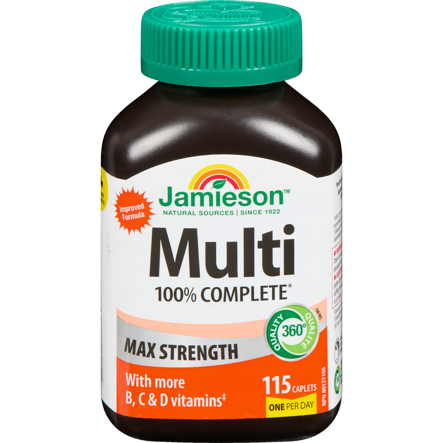 Jamieson 100% Complete Multivitamin Max Strength Formula, 115 caplets