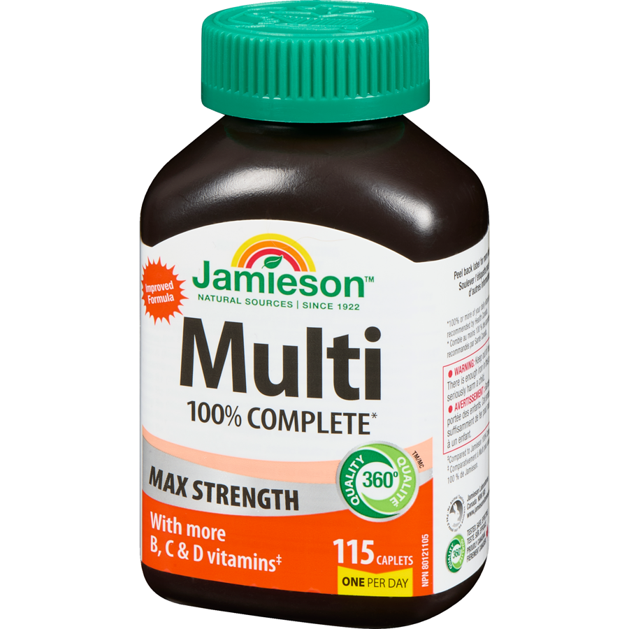 Jamieson 100% Complete Multivitamin Max Strength Formula, 115 caplets