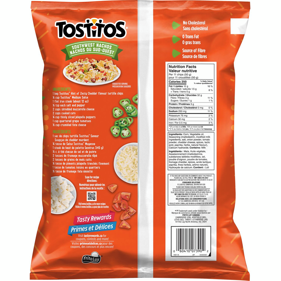 Tostitos Hint of Zesty Cheddar Flavor Tortilla Chips, 245g/8.6 oz