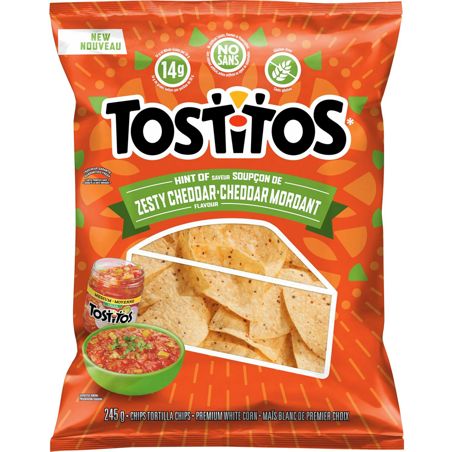 Tostitos Hint of Zesty Cheddar Flavor Tortilla Chips, 245g/8.6 oz