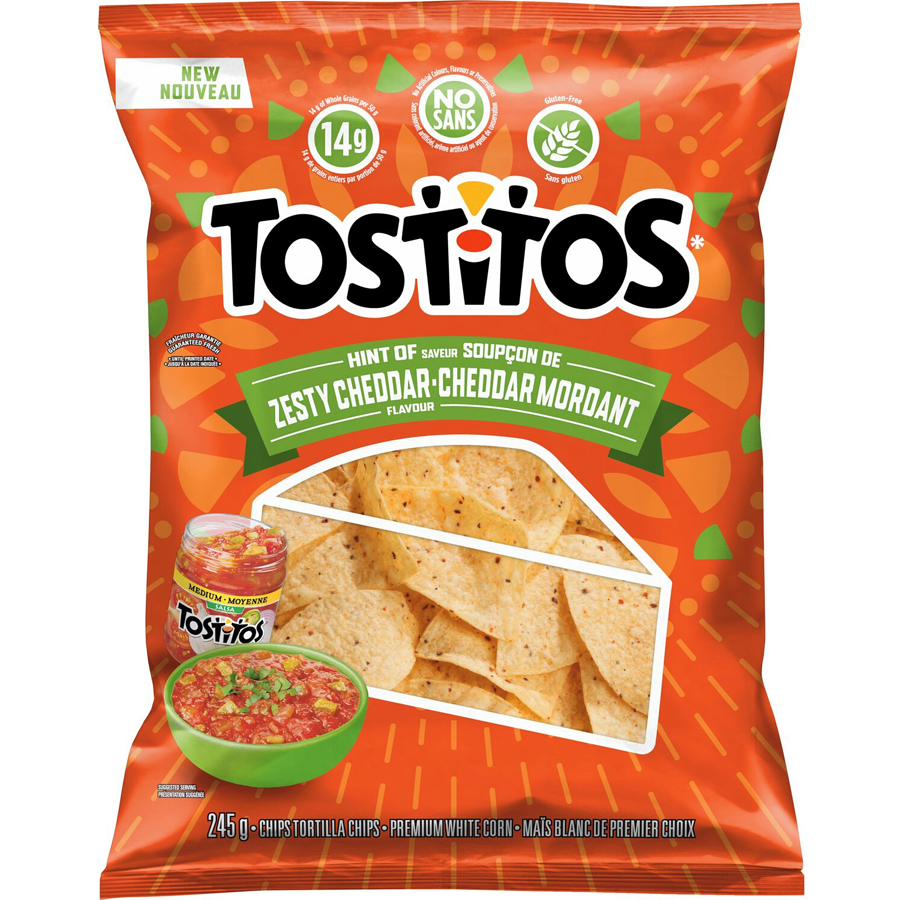 Tostitos Hint of Zesty Cheddar Flavor Tortilla Chips, 245g/8.6 oz. Bag