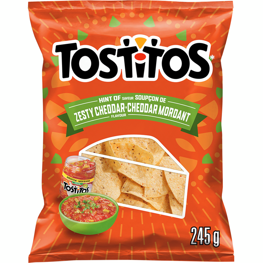 Tostitos Hint of Zesty Cheddar Flavor Tortilla Chips, 245g/8.6 oz. Bag