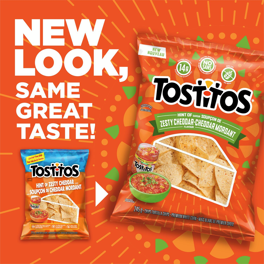 Tostitos Hint of Zesty Cheddar Flavor Tortilla Chips, 245g/8.6 oz. Bag