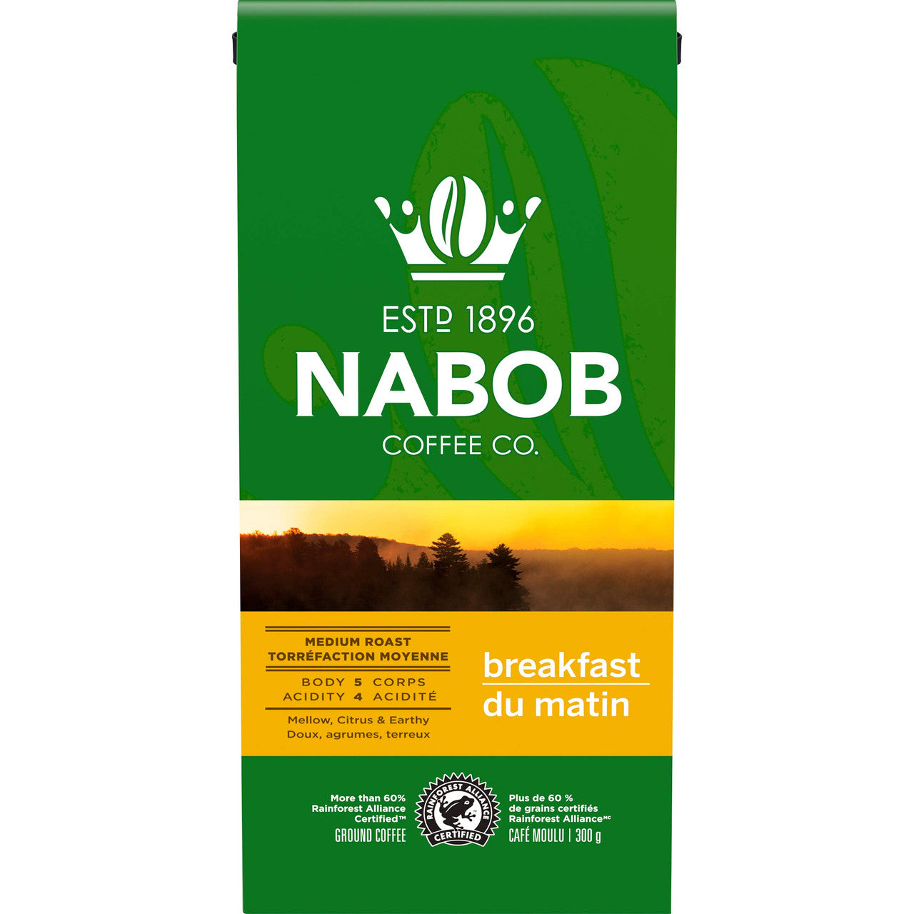 NABOB Breakfast Blend Ground Coffee, 300g/10.6 oz. (Pack of 6) {Imported from Canada}