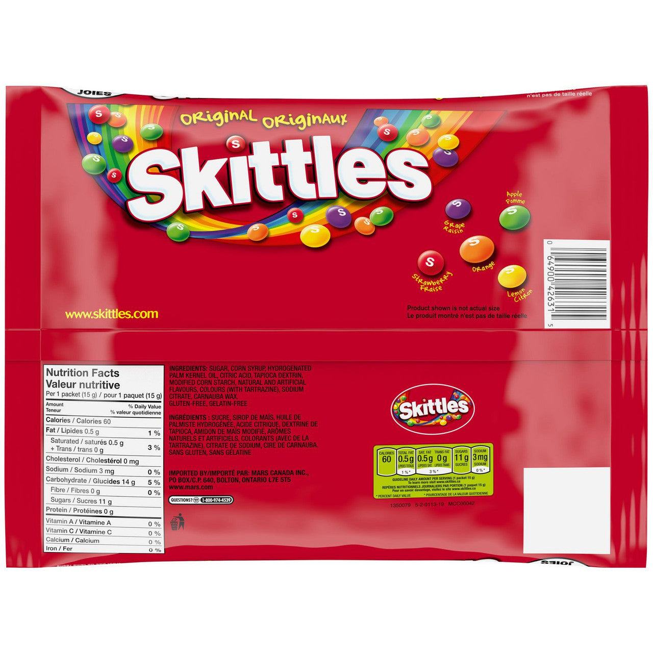 Skittles Original Chewy Candy Fun Size Packets, 24ct, 304g/10 oz. Bag ...