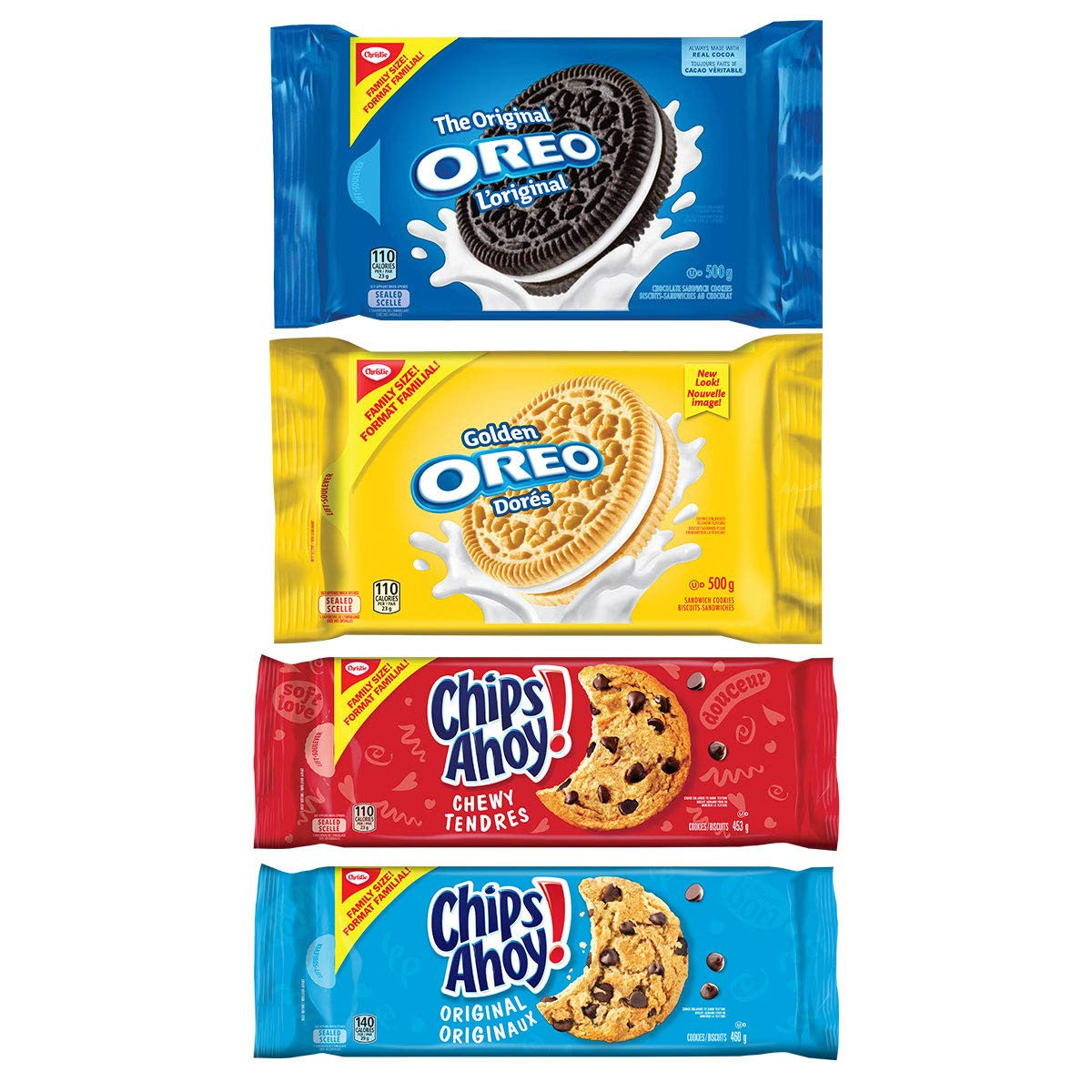 Christie Oreo & Chips Ahoy! Cookies Variety Pack, Family Size, 4 Packs, 1.91kg/4.2 lbs., {Imported from Canada}
