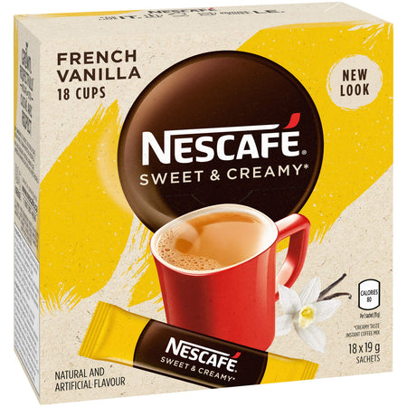 NESCAFE Sweet & Creamy French Vanilla, Instant Coffee Sachets, 18x19g {Imported from Canada}