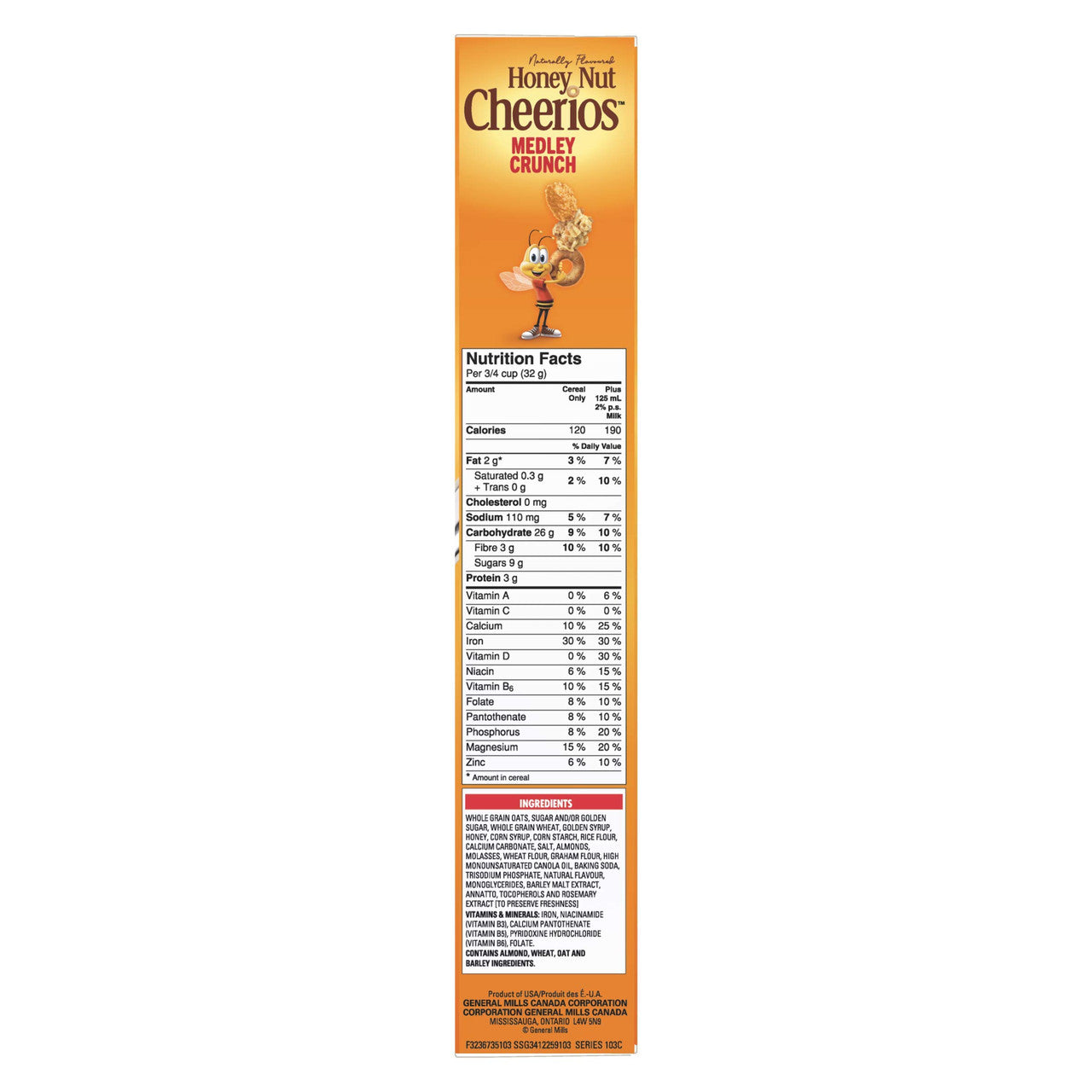Cheerios Honey Nut Medley Crunch Cereal, 430g/15oz, (Imported from Canada)