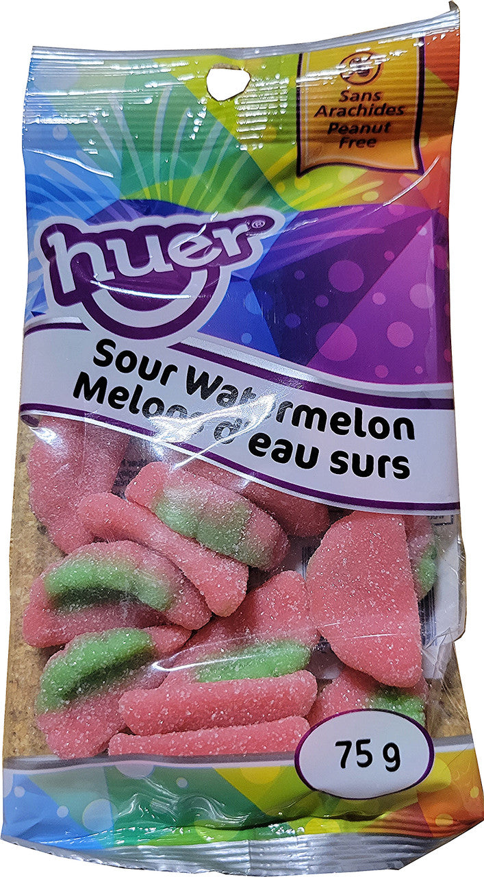 Huer Sour Watermelon Gummy Candy, 75g/2.6 oz., Peg Bag, {Imported from Canada}