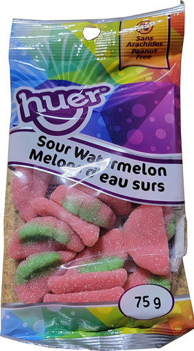 Huer Sour Watermelon Gummy Candy, 75g/2.6 oz., Peg Bag, {Imported from Canada}