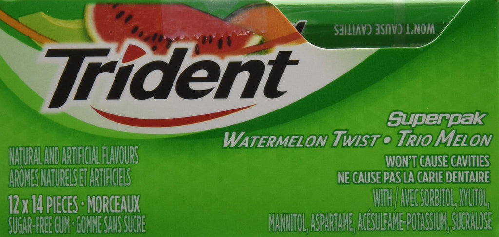 Trident Sugar Free Watermelon Twist Gum, 12 Pack (14 Pieces Each) {Imported from Canada}