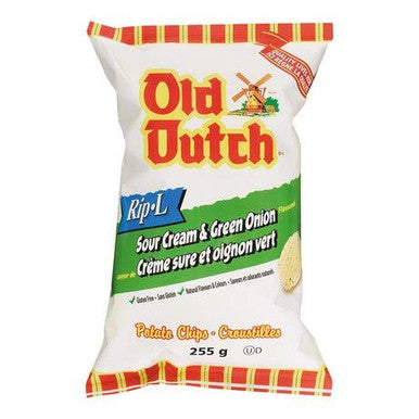 Old Dutch Rip L Potato Chips Sour Cream & Green Onion,(3pk), 255g/9oz., {Imported from Canada}