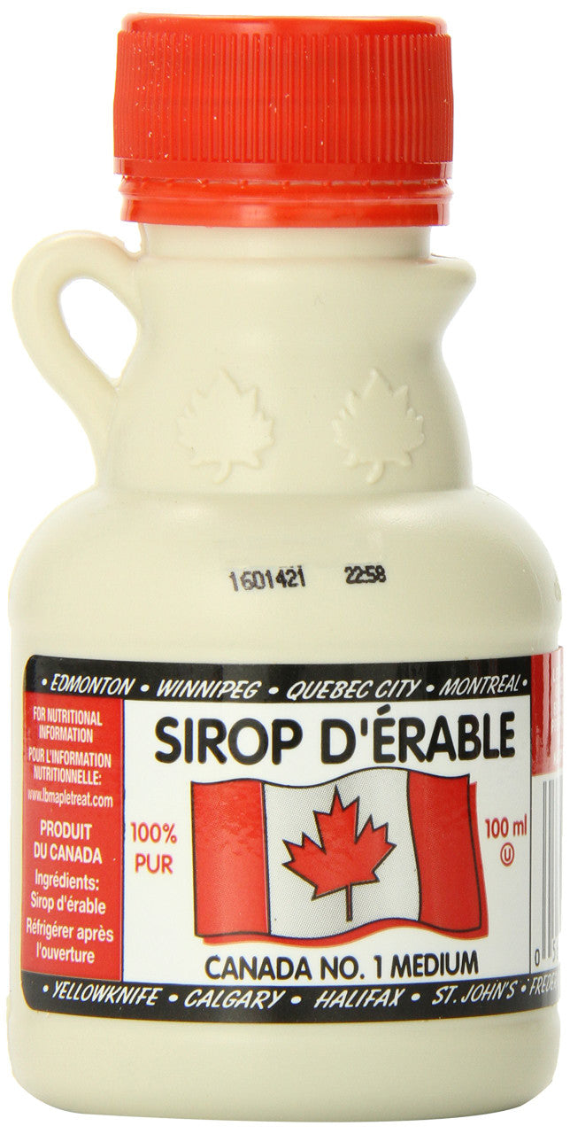 L B Maple Treat 300ml/10.14 oz., Plastic Jug #1 Medium Maple Syrup,100ml x 3