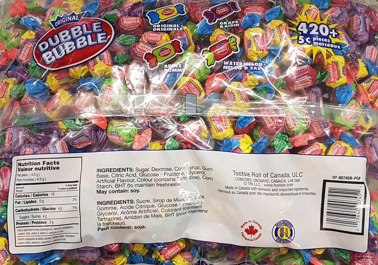 Dubble Bubble Twist Wrapped Gum 4 Flavors 420 Plus Pieces - {Canadian}