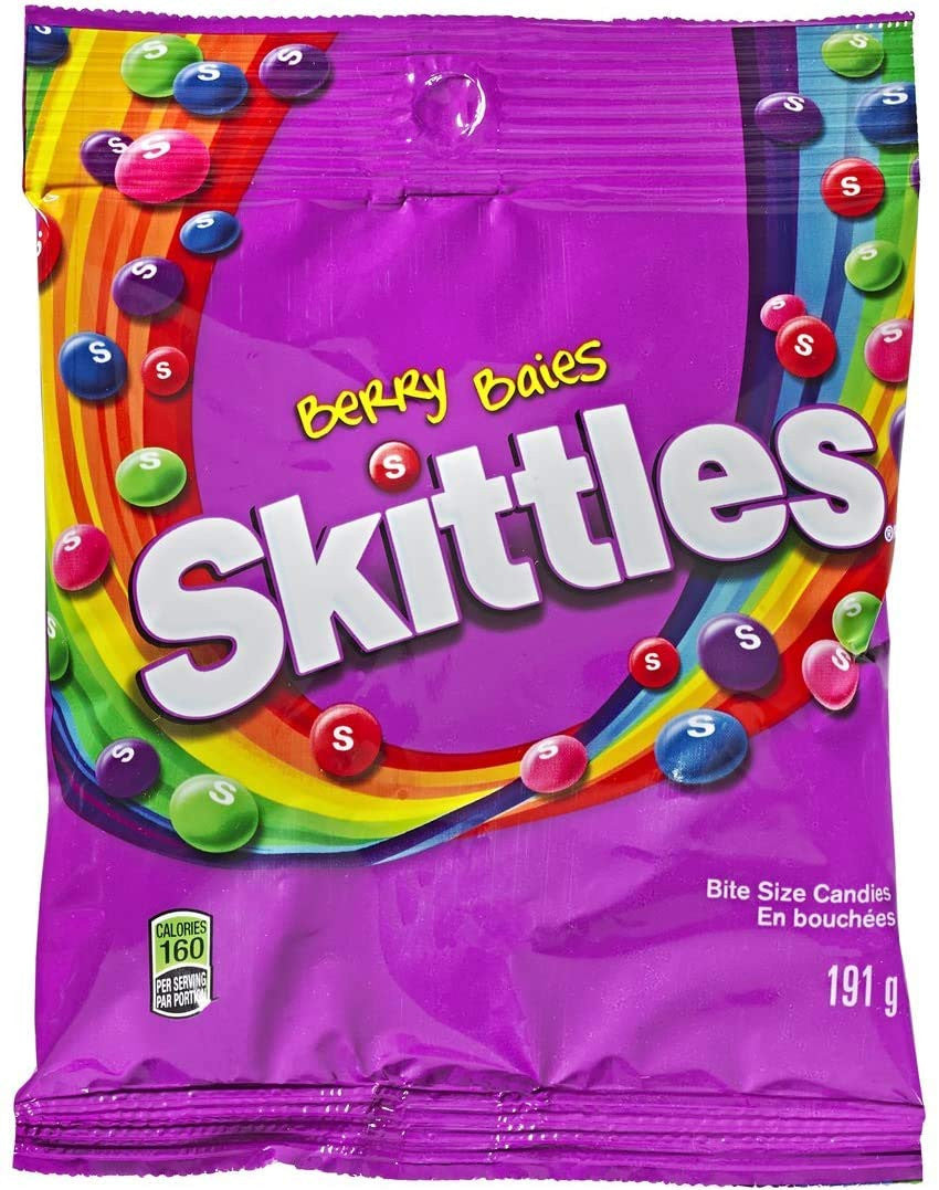 Skittles Berry Bite Size Candies Peg Bag, 191g/6.7 oz., {Imported from Canada}