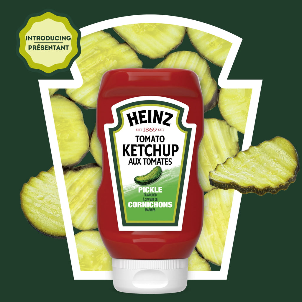 Front of Heinz Pickle Flavored Tomato Ketchup 375ml/13 oz., Squeeze Bottle