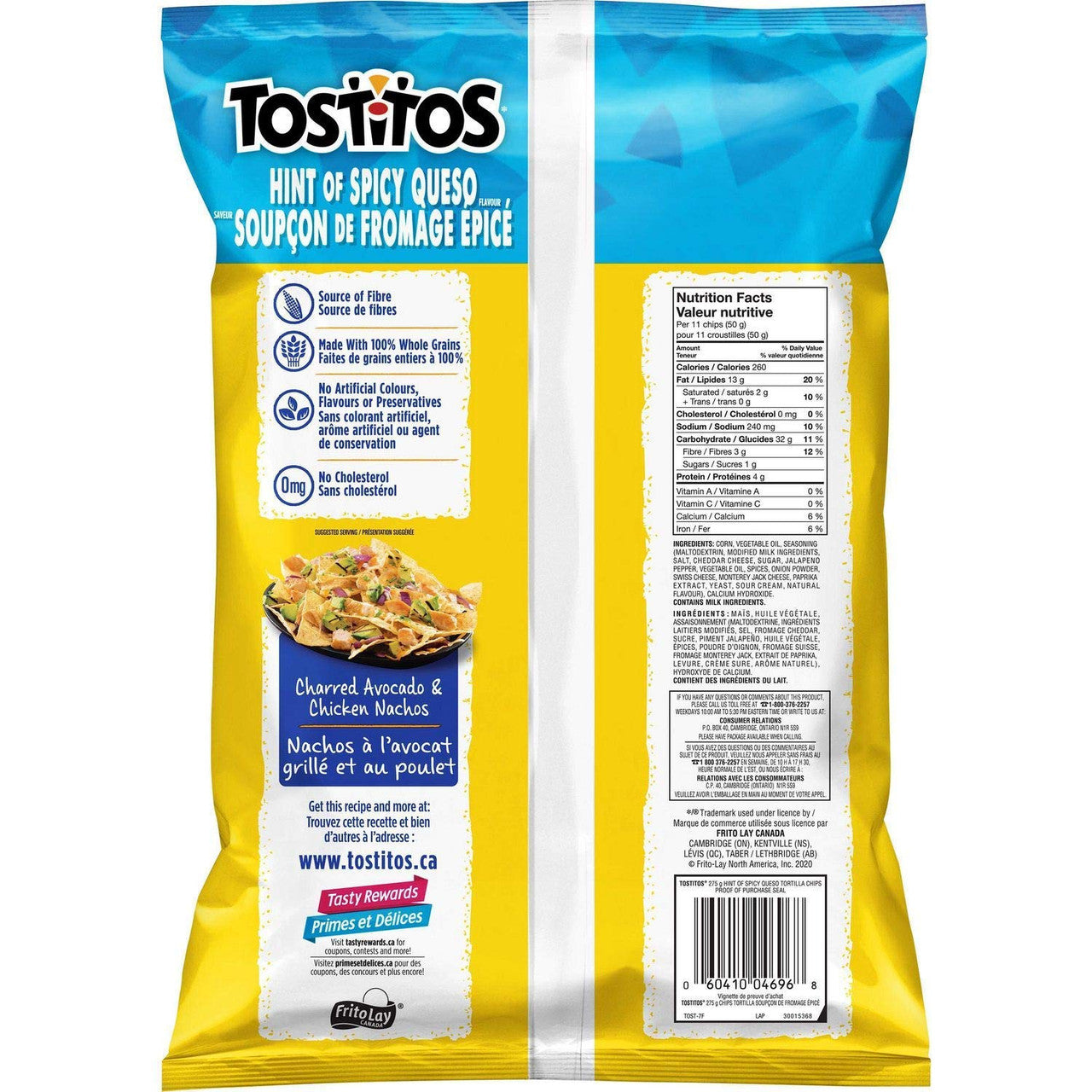 Tostitos Hint of Spicy Queso Tortilla Chips 275g/9.7oz, 2-Pack {Imported from Canada}