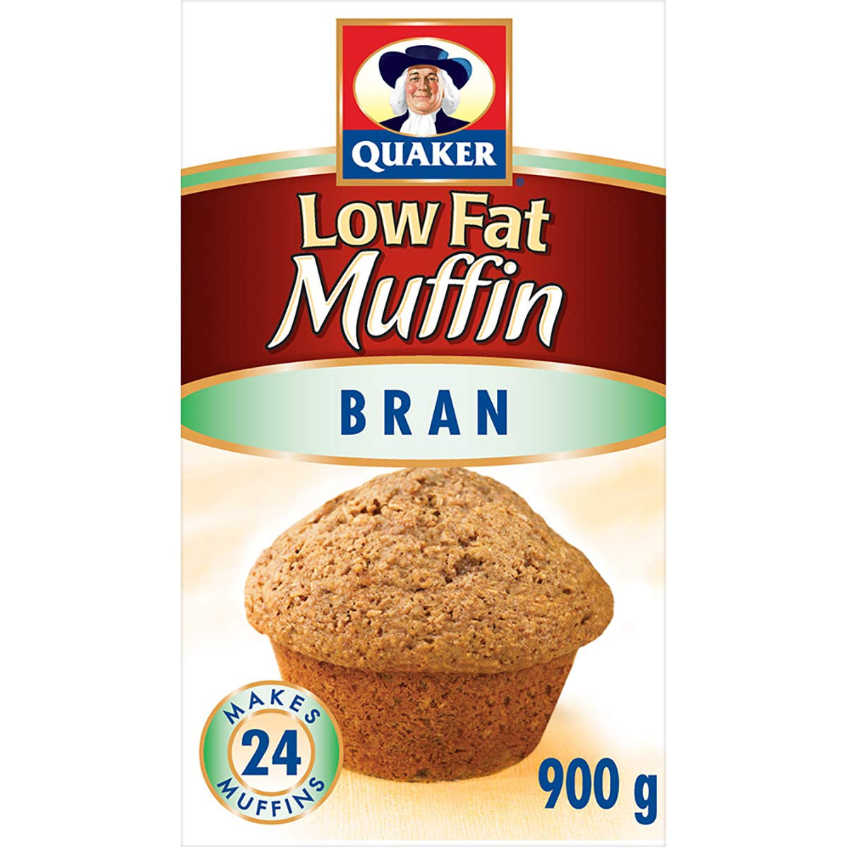 Quaker Muffin Mix Low Fat Bran, 12ct, 900g, Imported from Canada