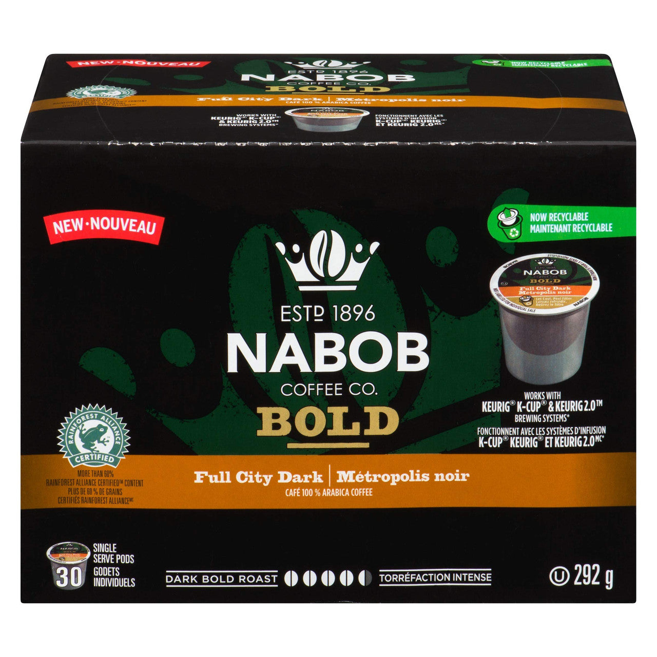 NABOB Full City Dark Coffee Pods, 292g, 30 Count {Imported from Canada}