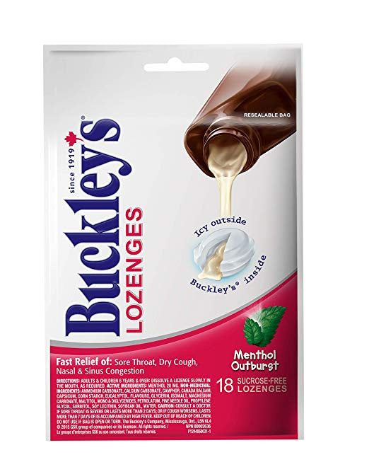 BUCKLEY'S LOZENGES 18 Menthol Outburst, 2ct {Imported from Canada}