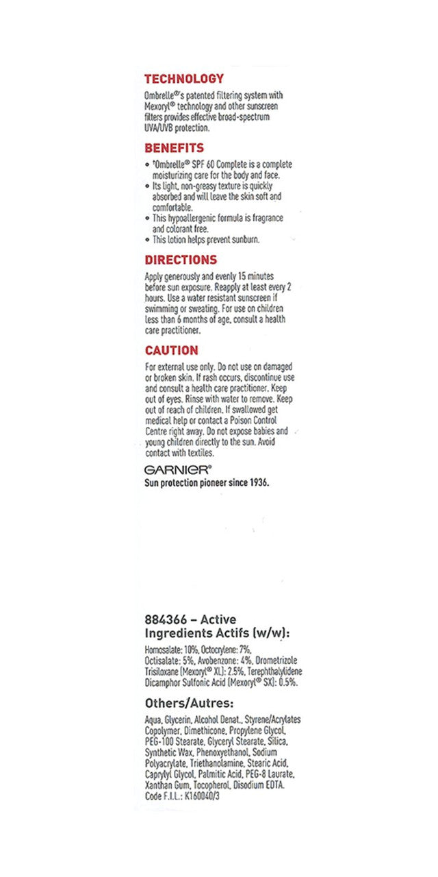 Ombrelle Sunscreen SPF60 w/ MEXORYL LARGE 8 oz / 240 mL