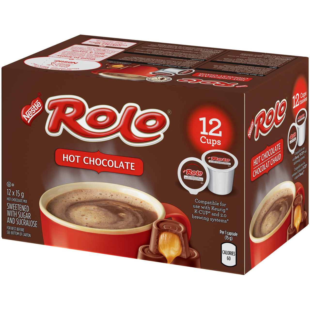 Nestle Carnation ROLO, Hot Chocolate, Keurig K-Cup Compatible Pods 12x15g (Pack of 6, 72 ct) {Imported from Canada}