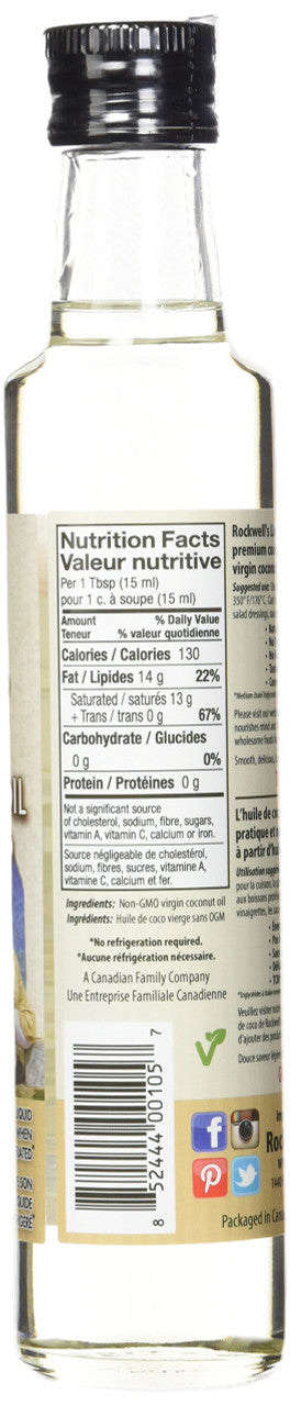 Rockwell's Liquid Coconut Oil , 250ml/8.5 fl. oz., {Imported from Canada}