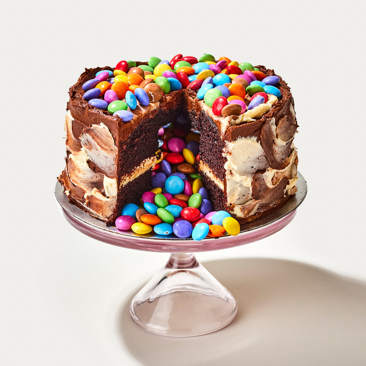 A cake made with Nestle Smarties Chocolates