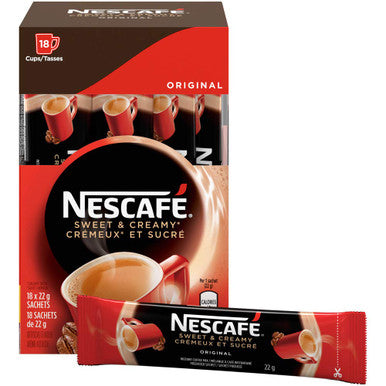 Nescafe Sweet and Creamy Original Sachets 18x22g (Pack of 6, 108 Cups) - Imported from Canada