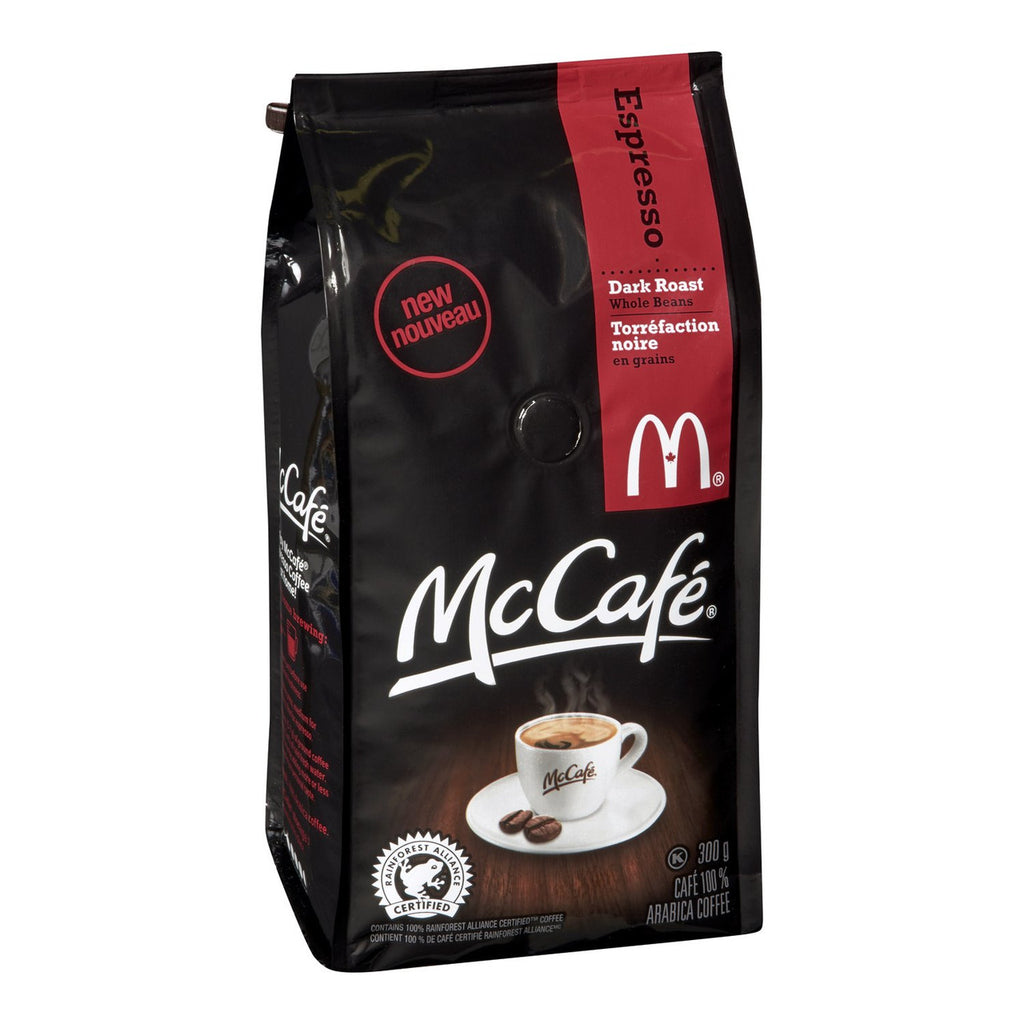 McCafe Premium Dark Roast Espresso Whole Beans Coffee Bag,  300g/10.6 oz., {Imported from Canada}