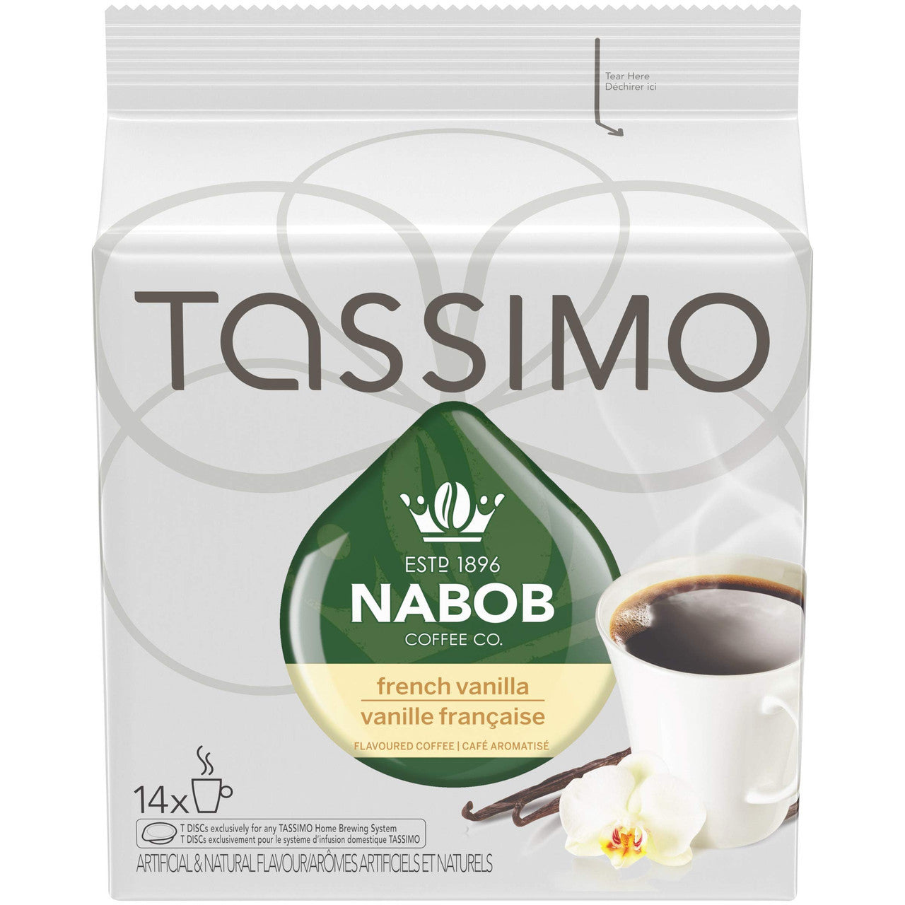 Tassimo Nabob Coffee French Vanilla, 14 T-Discs (2 Pack) {Imported from Canada}