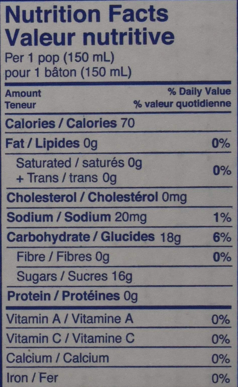 Mr. Freeze Jumbo Ice Pops, 150 Mililiters/5 Ounces - 70 Pack {Canadian}